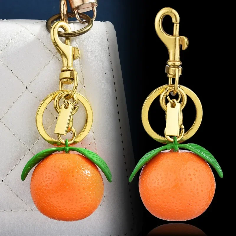 Pingentes e acessórios de bolsa de chaveiro, pingentes de bolsa de frutas laranja de imitação popular