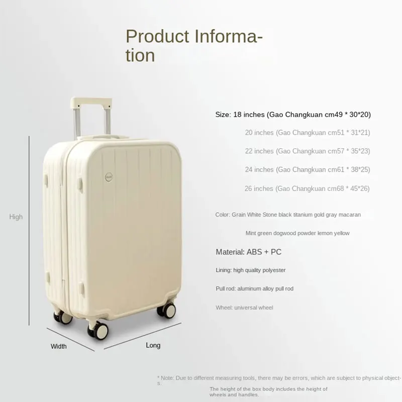 Lightweight New Carry on Suitcase Mute Universal Wheel Rolling Luggage Travel Suitcase with Cup Holder Trolley Case 20 Inch