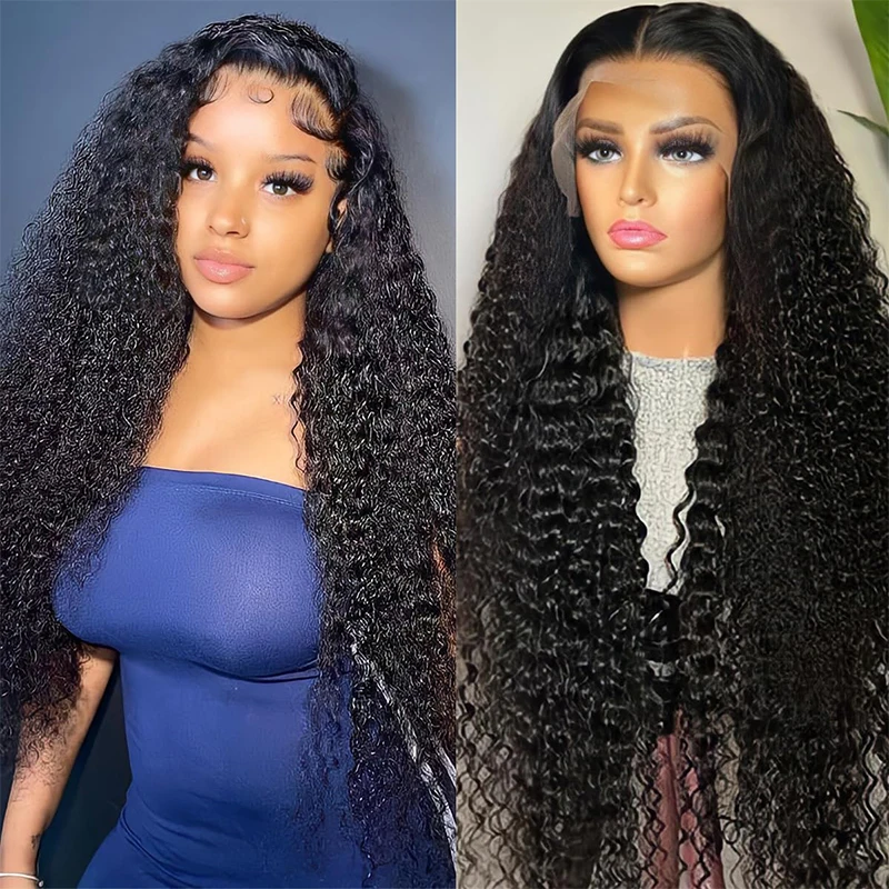 200 Density 36 Inch Water Wave Human Hair Lace Front Wig 13x4 13x6 Deep Wave Transparent Lace Front Human Hair Wig For Women