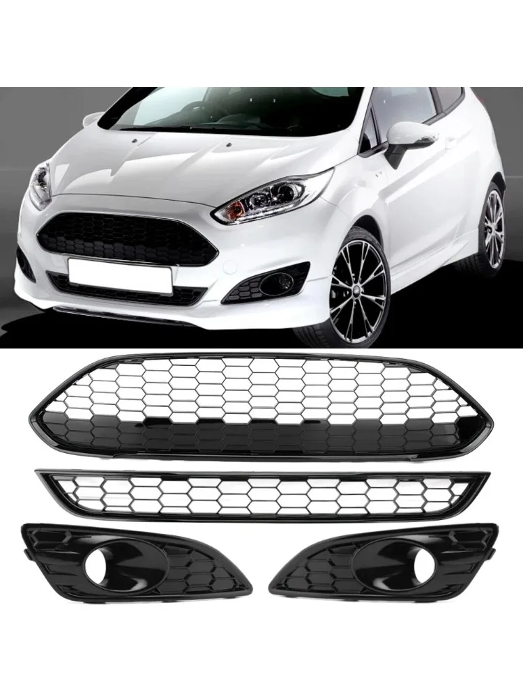 Auto Voorbumper Center Grille Voor Ford Fiesta Zetec-S 2013-2017 JA8 Ontwerp Gemodificeerde ST Bovenste Grille Front Racing grills sportief - afbeelding 2
