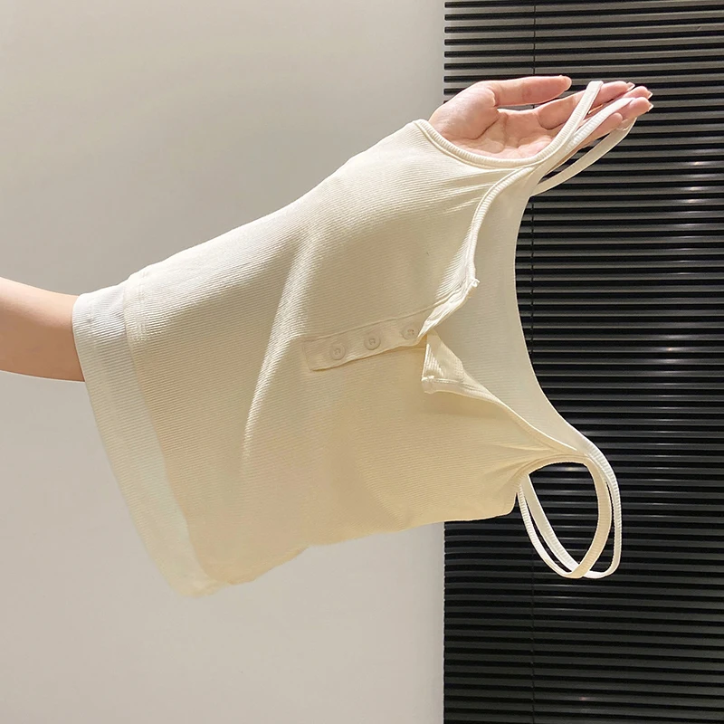 Faux Camisole deux pièces pour femmes, mode printemps-automne, court, Slim, coussin de poitrine, débardeur, vêtements de rue épicés pour filles