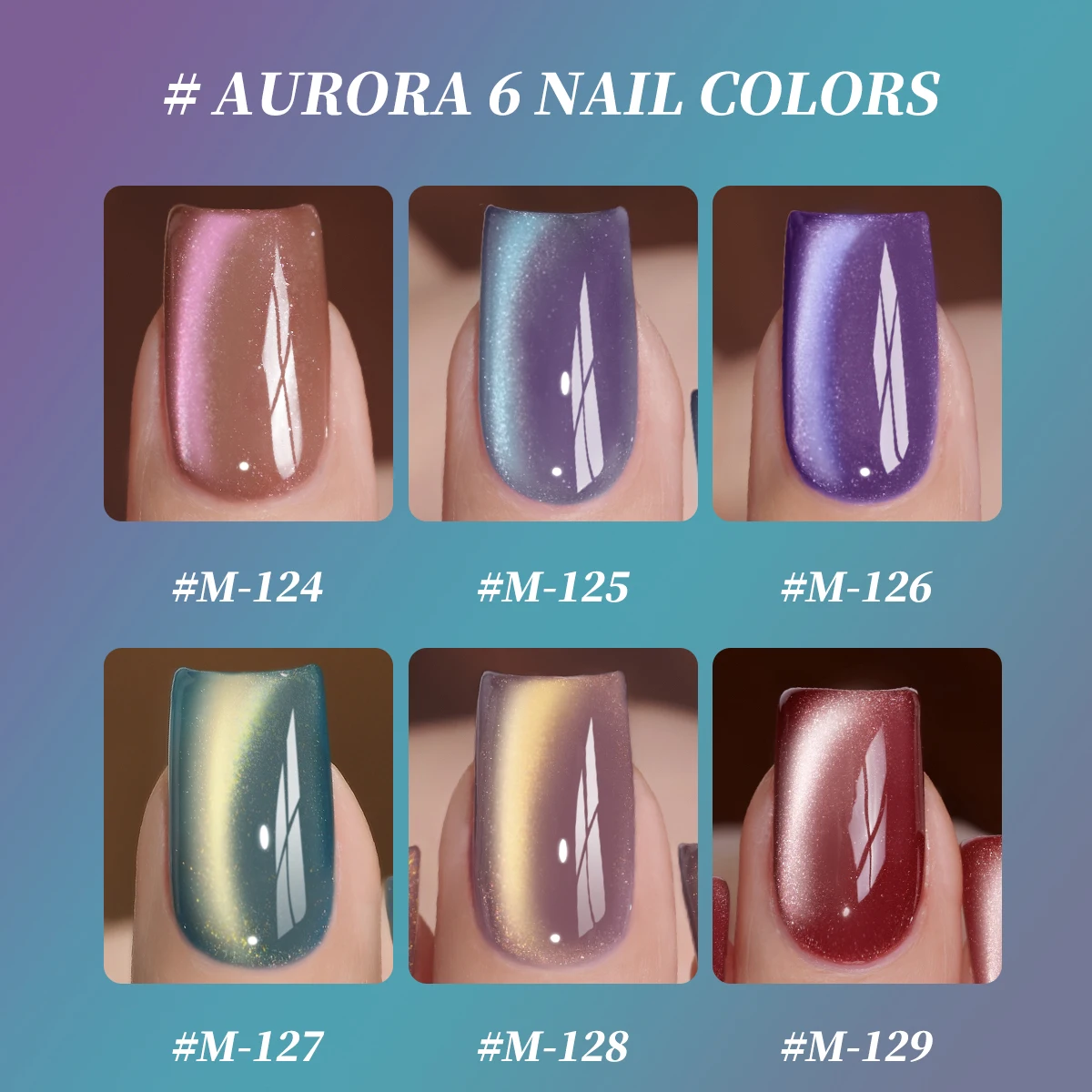 6 pz/set Aurora Cat Eye15ml Gel Smalto Set Glitter Paillettes Smalto Set Kit Soak Off Uv Vernice Unghie Artistiche Per Manicure Na