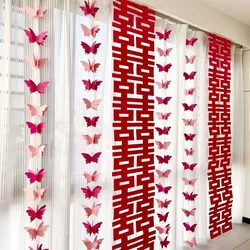 Chinese Double Happiness Wedding Hanging Flags Chinese Style Traditional Wedding Room Sticker Happy Letter Home Decor