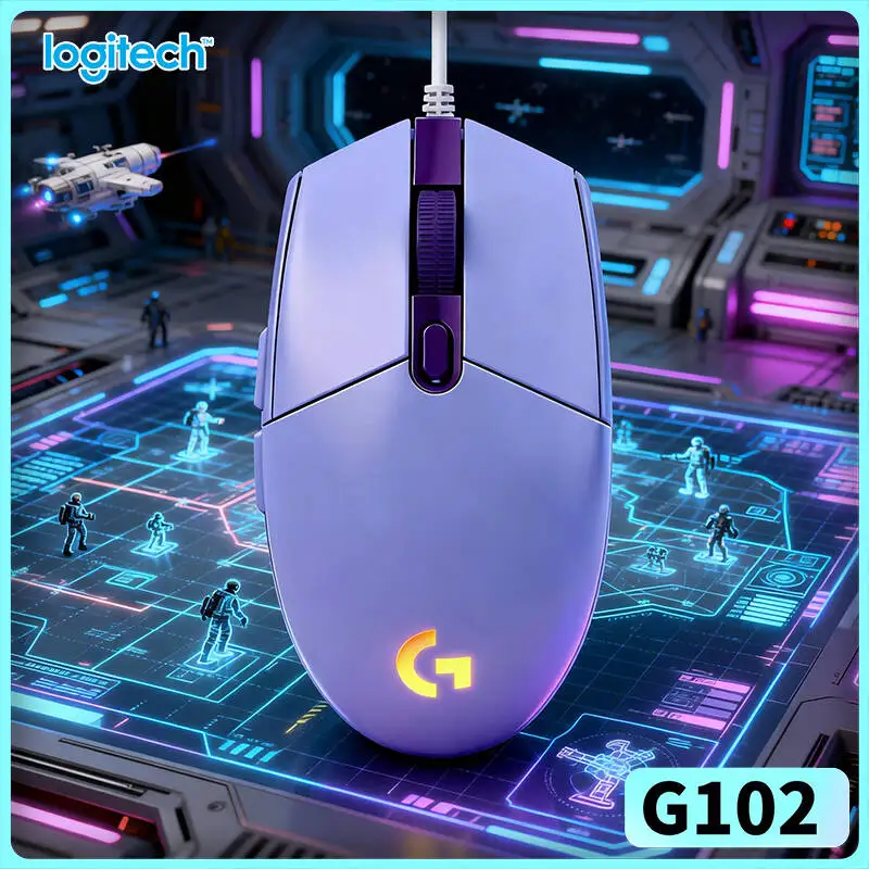 Logitech G102 Prodigy Mouse, HERO 8000 DPI Sensor, 20M Click Durability, RGB Lighting, 6 Buttons, Comfort Grip for Gamers