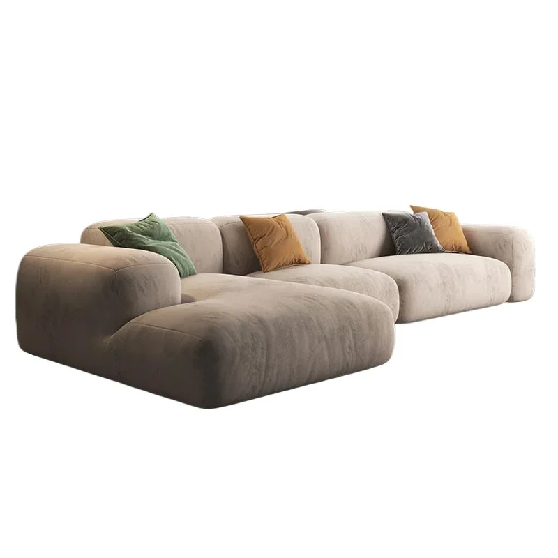 Nordic luxury L-shaped living room sofa simple hotel villa velvet modular combination sofa sofa set