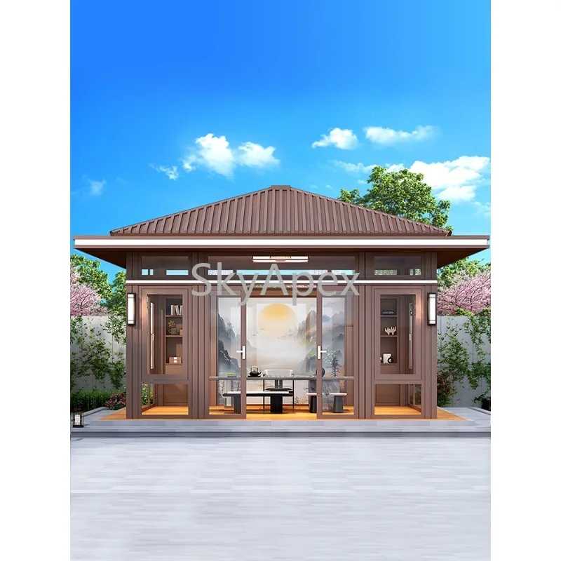 تخصيص جناح سبائك الألومنيوم جديد الصينية الحديثة غرفة الشمس غرفة الشاي أربعة ركن جناح للفيلا فناء حديقة في الهواء الطلق