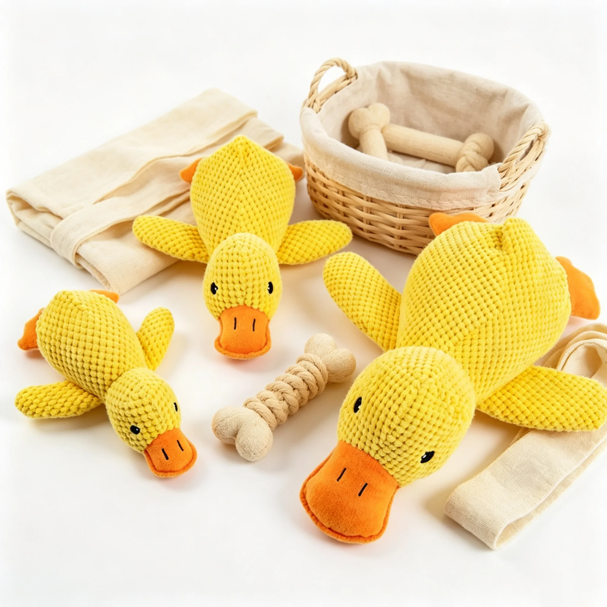 3pcs 3 Size Dog Plush Sleeping Duck Toy Durable Chewable Noise-Producing Boredom Relief for Pets Suitable for All Breed Sizes
