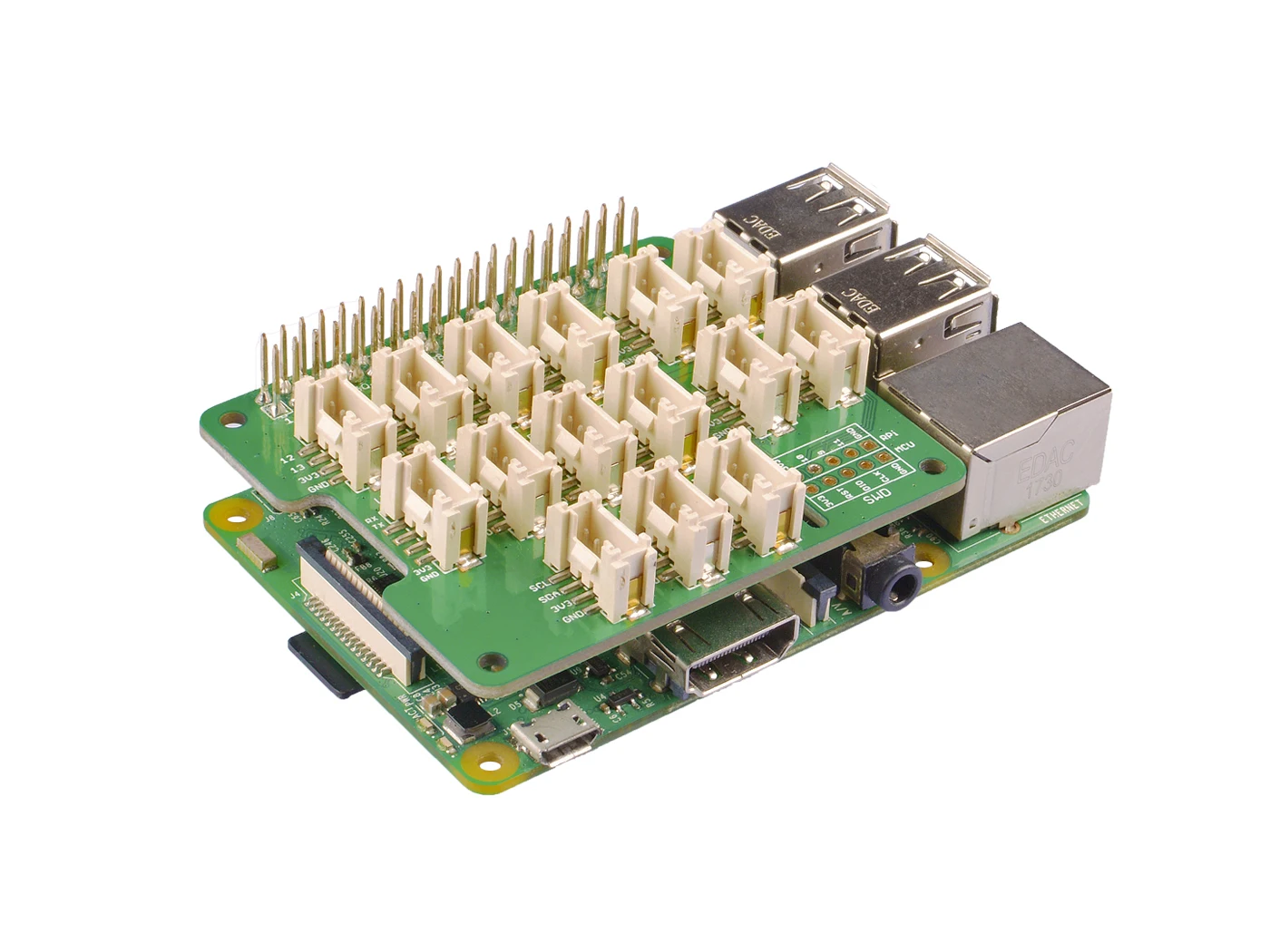 Grove Basishoed Voor Framboos Pi-24-Pins Gpio Onderhouden, Grove Interface Voor 3 × I2c, 1 × Uart, 6 × Digitaal, 4 × Analoog, Swd Debug