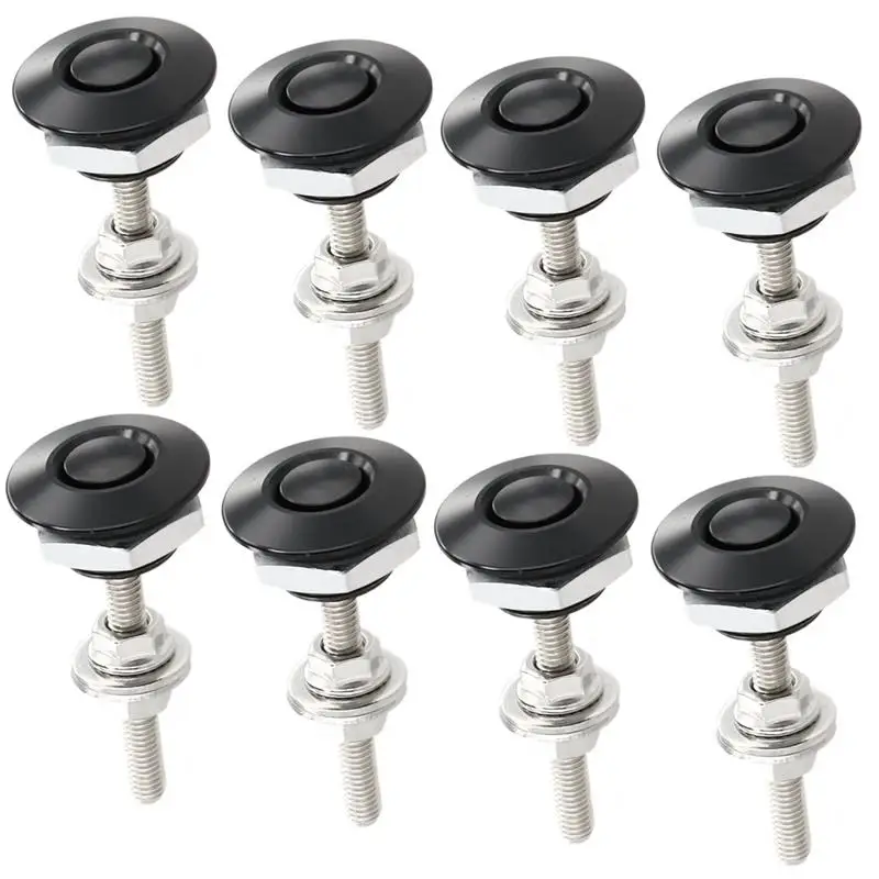 

8 Packs Car Hood Pins Quick Latch Hood Pins Quick Release Lock Latch Bumper Clip Kit Universal Aluminum Vehicle Hood Pins Black