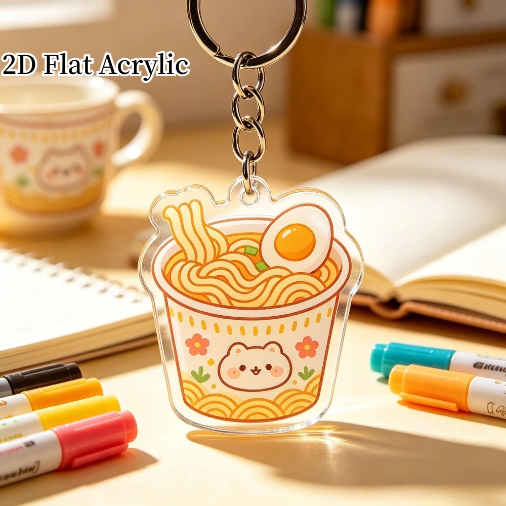 2 Acrylic Cup Noodle Keychains | Instant Noodle Keychains Japanese Food Keychains | Anime Food Keychains | Kawaii Food Keychains