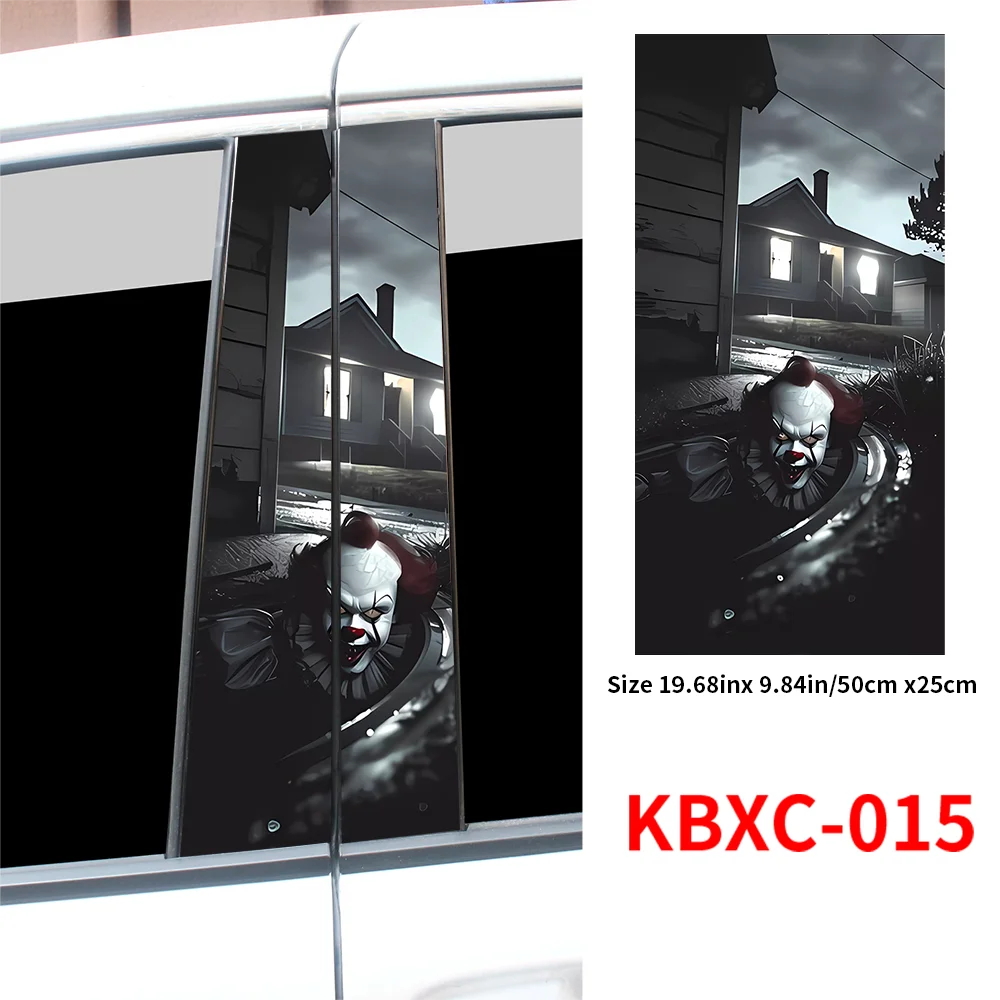 Horror Clown Car Stickers Car B-pillar Vinyl Decal Waterproof Auto Center Pillar Sticker Cover Scratches Vehicle Decor Accessory