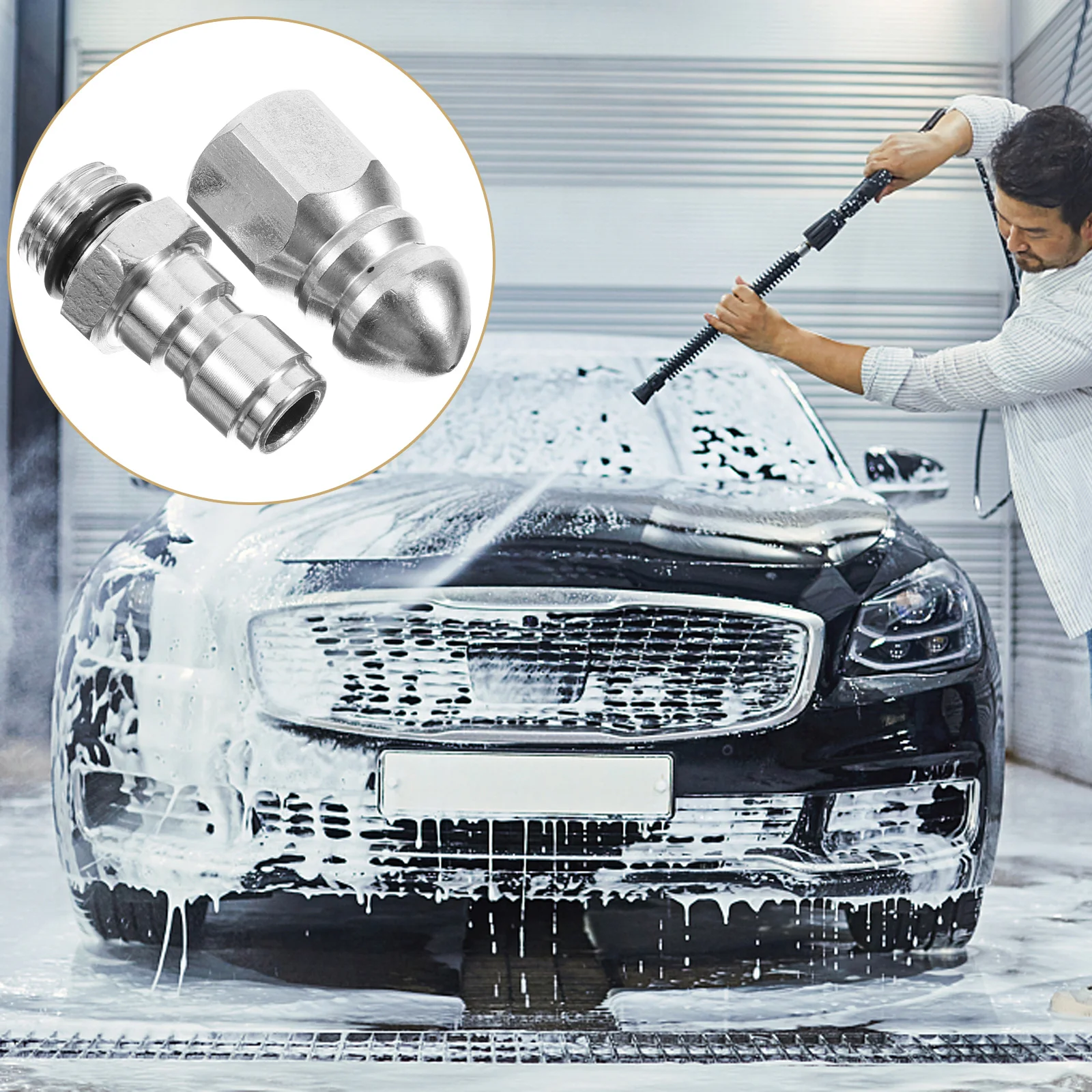 

High Pressure Stainless Steel Jet Washer Rotating Sewer Kitchen Washer Nozzle Sprayer Drain Cleaning Tool Home Parts