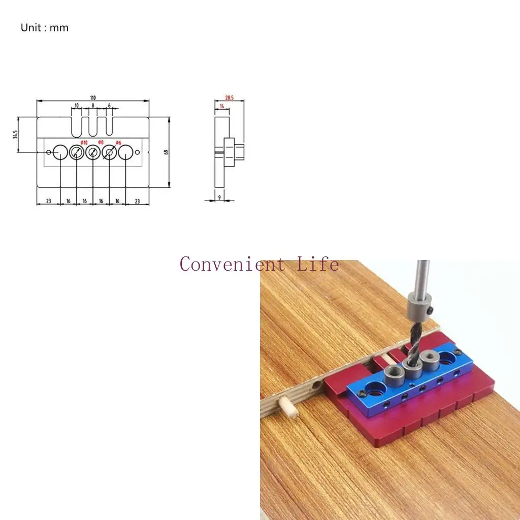 L1EE Doweling Jig Locator Pocket Hole Drilling Jig من سبائك الألومنيوم لخزانة الملابس #1