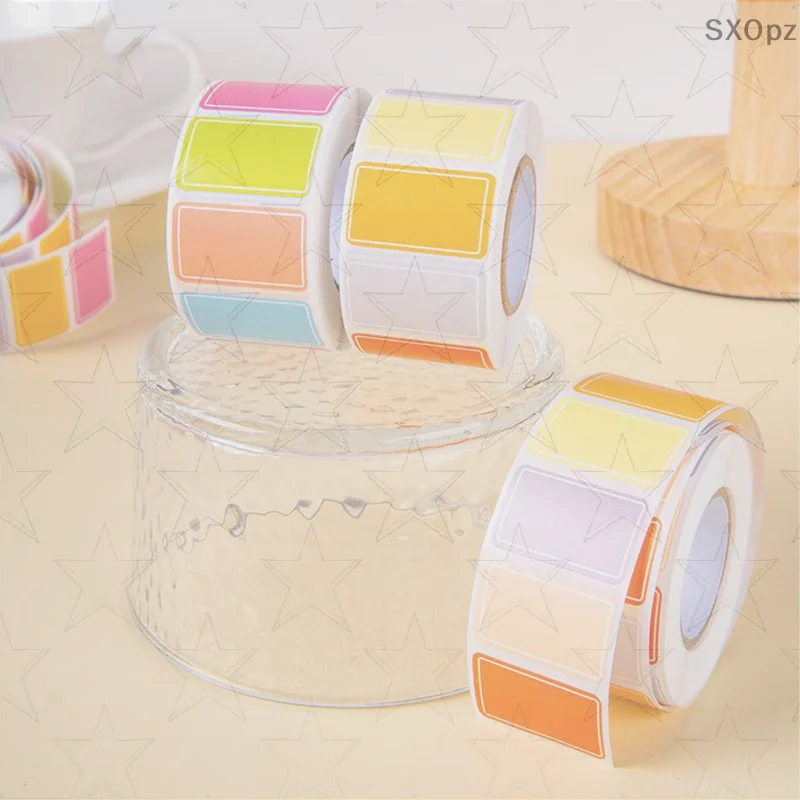 Яркие 500 шт. самоклеящиеся этикетки, пустые водонепроницаемые прямоугольные именные бирки, прочные наклейки для канцелярских принадлежностей