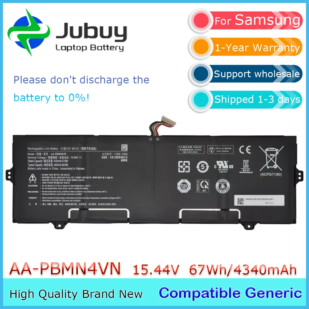 AA-PBMN4VN 15.44V 67Wh Compatible Generic Laptop Battery for Samsung Galaxy Book Pro 15 NP950XDB NP950QDB