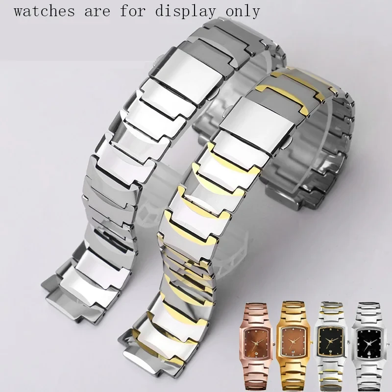 Tungsten Steel Watchbands 21x12mm 13.5x6.5mm Silver Golden Bracelet Replacement Belt For 6021G Series Male Female Watch Chain