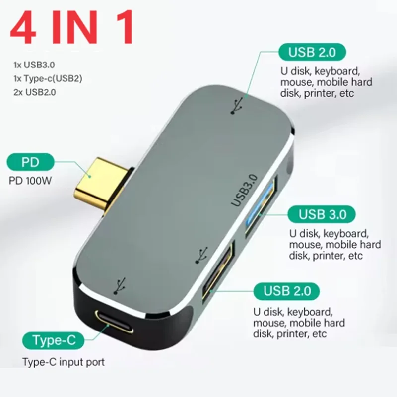 PD100W Type-C Uitbreidingshub USB C naar HDMI USB 3.0 USB3.1 3,5 mm Jack Converter Connector USB Extender PC Computer Laptop Splitter