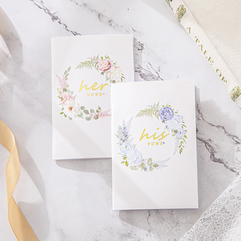 2 Pcs Wedding Vows Book Books Cards for Note Paper Bride Baby Party Supplies Swearing