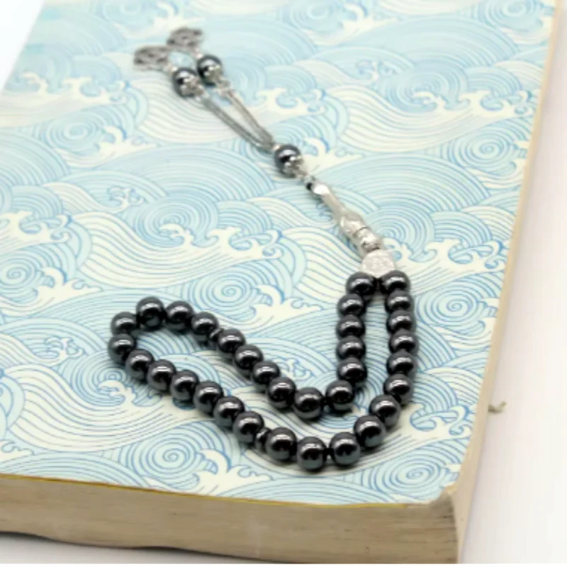 Exquisite black gallstone 8 mm 33 rosary beads beaded Islamic Arab Turkish prayer beads bracelet