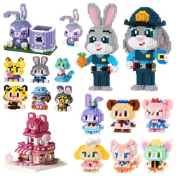 Stitch Disney princesa Elsa LinaBell bloques de construcción Mickey Mouse pato Mini figuras de acción bloques montar juguetes ladrillo niños regalos