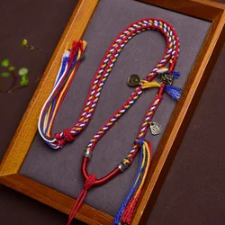 Tibetan Hand Rub Cotton String Pendant Rope Beeswax Thangka Amulet Necklace Rope Handmade Braid Rope High-End Lanyard Ethnic Sty