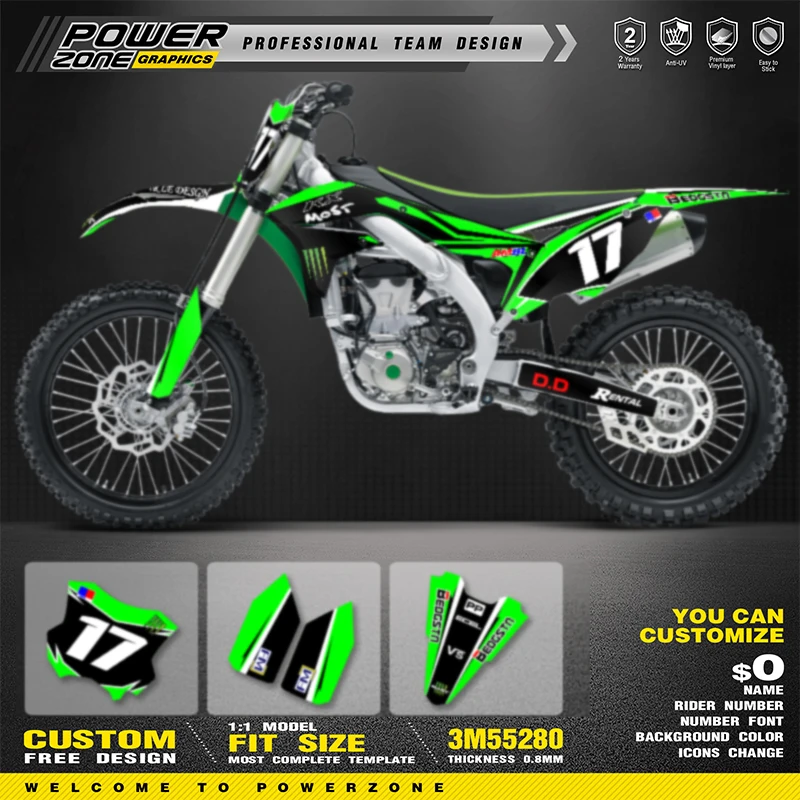 

PowerZone For Kawasaki Graphics Background Decals Stickers For 2016 2017 2018 KXF450 KX450F 008