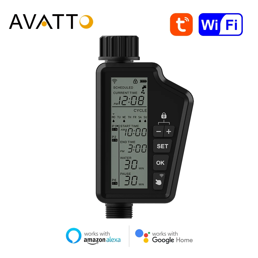 AVATTO Tuya WIFI Smart Valve Automatic Water Timer Outdoor Farm Garden Intelligent Sprinkler Timer Work with Alexa Google Home