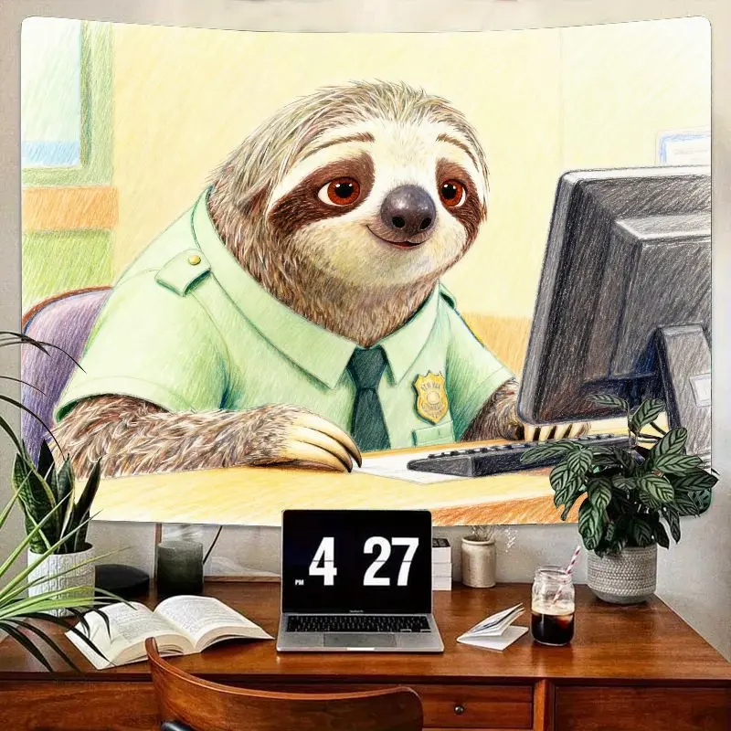 

1 шт. гобелен Zootopia Flash Sloth DMV, милый настенный рисунок с изображением животных Kawaii, современный настенный декор из полиэстера для декора комнаты, подарок для фанатов