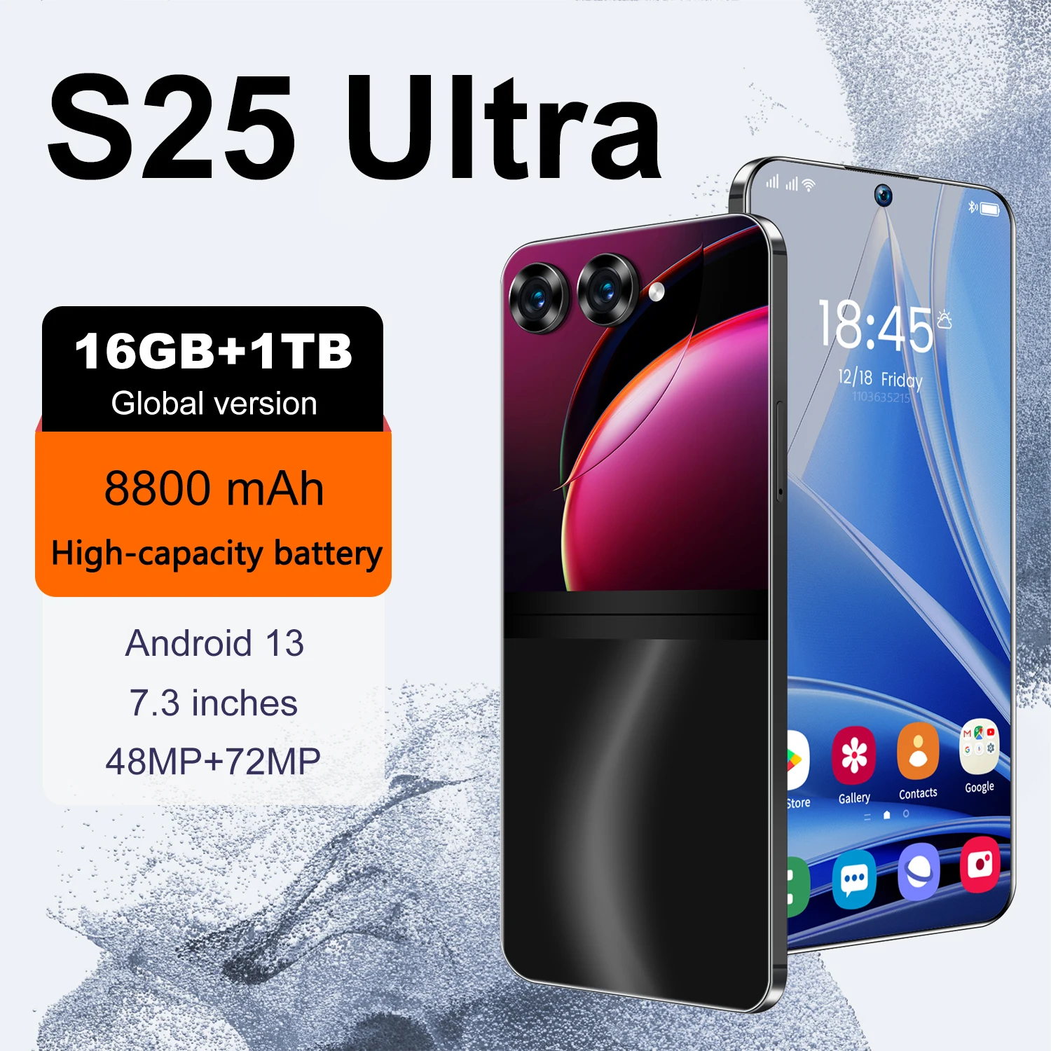 S25 Ultra-teléfono inteligente, dispositivo con Android 13, 7,3 pulgadas, 16GB + 1TB, 8800mAh, desbloqueo facial, 5G, Dual SIM, Snapdragon 8 Gen 2