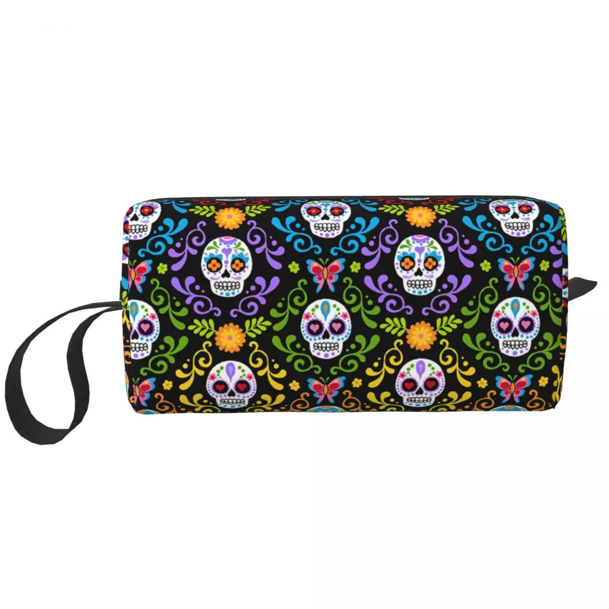 Benutzer definierte Schädel drucken Reise Kosmetik tasche Frauen Horror Skelett Tod Toiletten artikel Make-up Veranstalter Damen Schönheit Lagerung Dopp Kit