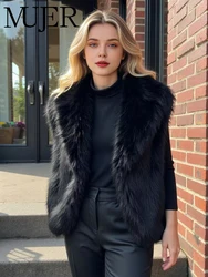 MUJER Faux Fur Sleeveless Vest Women Black Cropped Vests for Women Winter Women's Warm Vest Fashion Waistcoat Padded Vest Woman