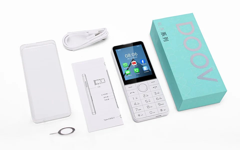 DOOV R77 4G écran tactile intelligent 2.8 pouces clavier téléphone portable sans caméra 3GB + 32GB 2100mAh Android 13 Whatsapp clavier hébreu