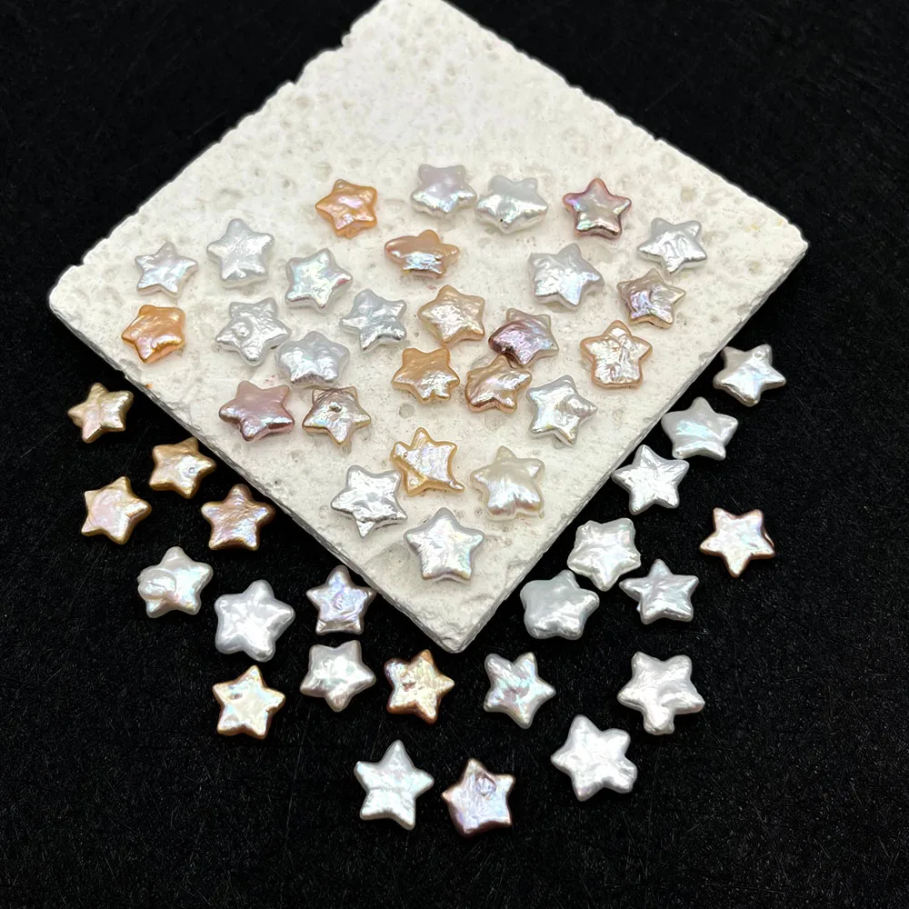 Fashionable White Colored Natural Freshwater Pearl Polished Star Shape Loose Holeless Pearl Beads DIY Exquisite Jewelry Gift
