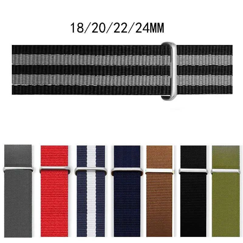 Sportarmband für Nylon-Uhrenarmband, Gürtel, Metallschnalle, Armee-Armband, 18 mm, 20 mm, 22 mm, 24 mm