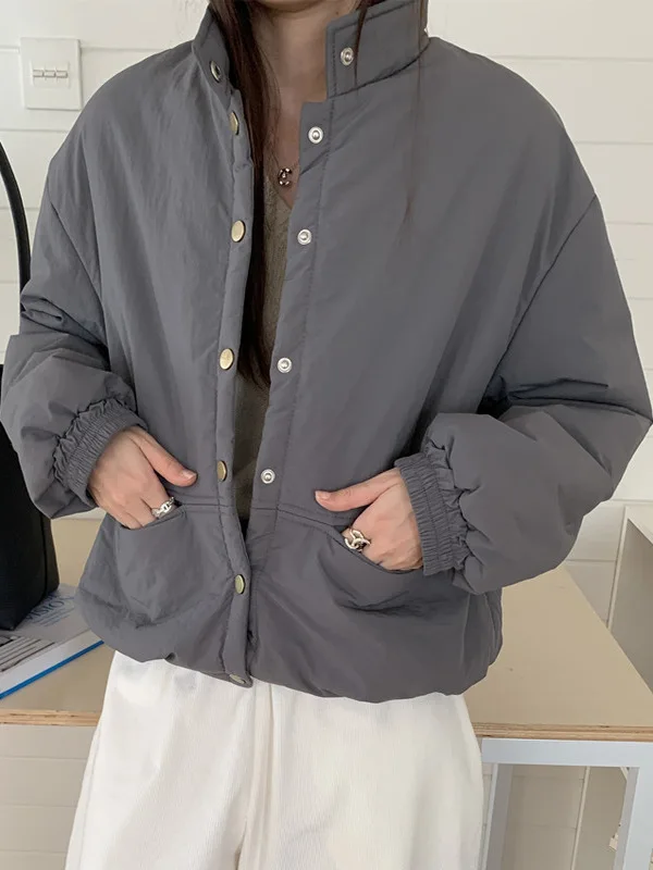 

Корейское свободное или пуховое тюре, женское зимнее пальто с воротником-стойкой на одной пуговице, теплая хлопковая одежда для хлеба, верхняя одежда