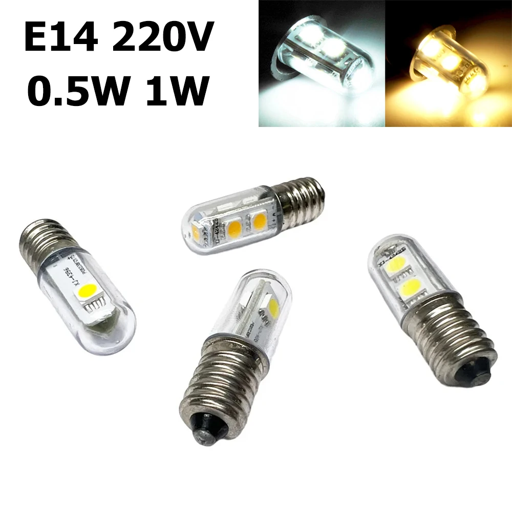 T15 E14 LED لمبة الفريزر 0.5 واط 1 واط مؤشر الثلاجة مصباح التيار المتناوب 220 فولت دافئ/بارد أبيض لمبة إضاءة صغيرة لفرن الميكروويف المنزلي