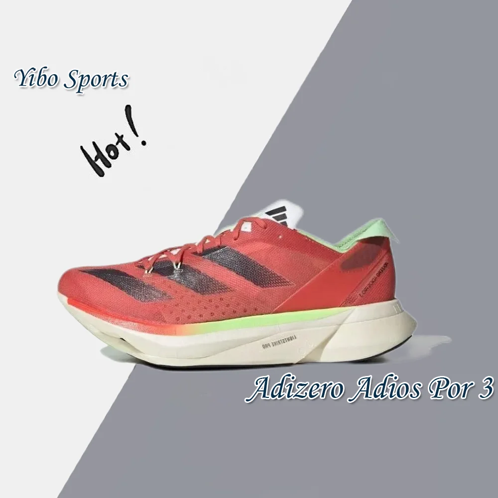 Adidas Red Adizero Adios Por 3 Zapatillas para correr unisex transpirables de caña baja Zapatillas cómodas que absorben los golpes