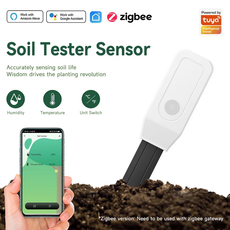 Tuya Smart Soil Sensor Zigbee Bluetooth Multi-function Soil Detector Soil Monitoring