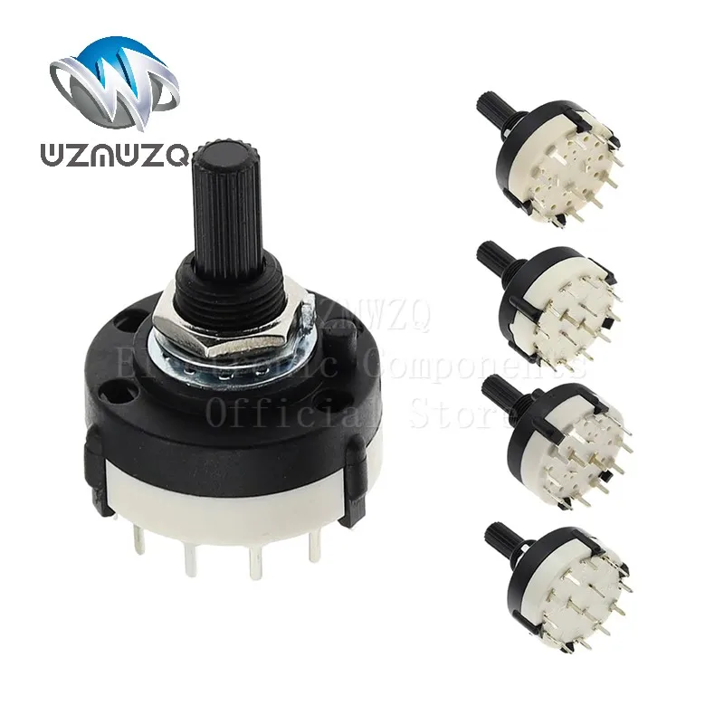 5PCS/Lot Plastic 4 Pole3 Position Rotary Band Switch 2 Pole6 Position 1 Pole12 Position Handle Length 21MM Axis Band Switch