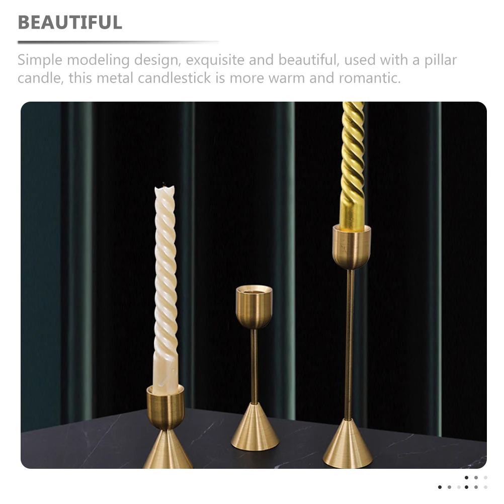 

3Pcs European Style Metal Pillar Holders Vintage Wedding Table Centerpiece Decorative Stand Heat Resistant Metal