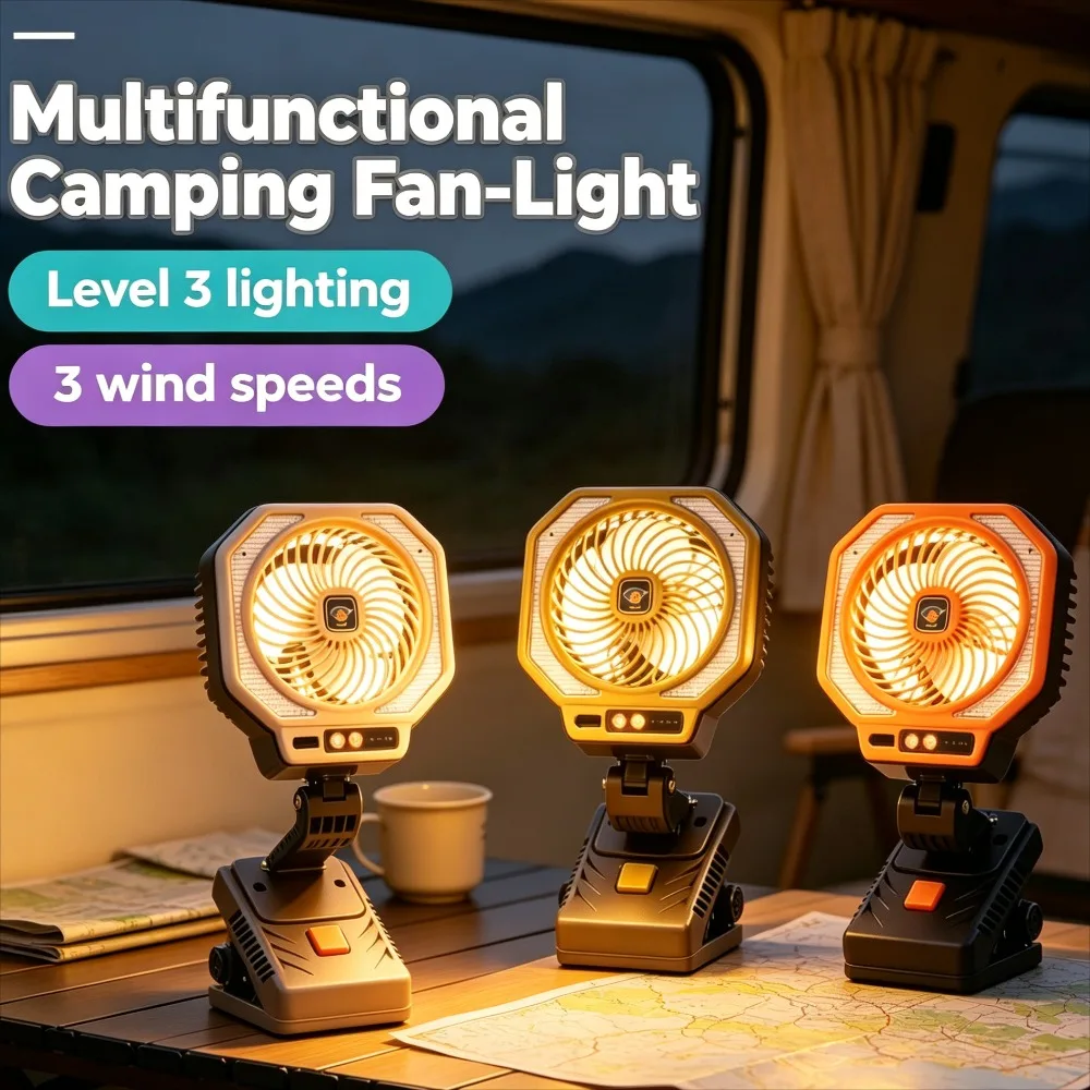 Outdoor Multifunctional Camping Fan‑Light Foldable Desktop Flashlight Tent Atmosphere Torch for Camping Picnic Outdoor Use