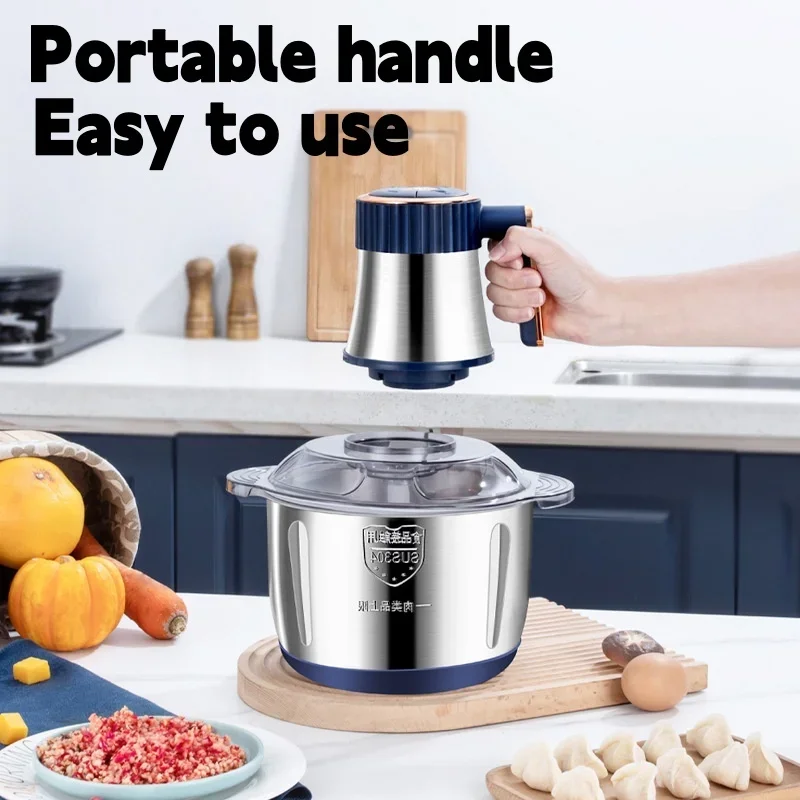 Electric Meat Grinder 304 Stainless Steel Multifunctional Food Processor Vegetable Fruit Garlic Chopper Kitchen Appliance
