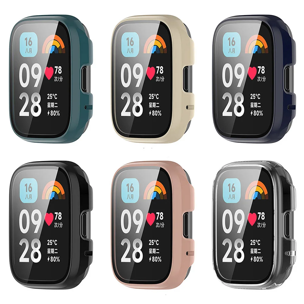 Funda protectora de vidrio templado para Redmi Watch 3 Active/Lite, carcasa protectora de pantalla completa, cubierta de Marco