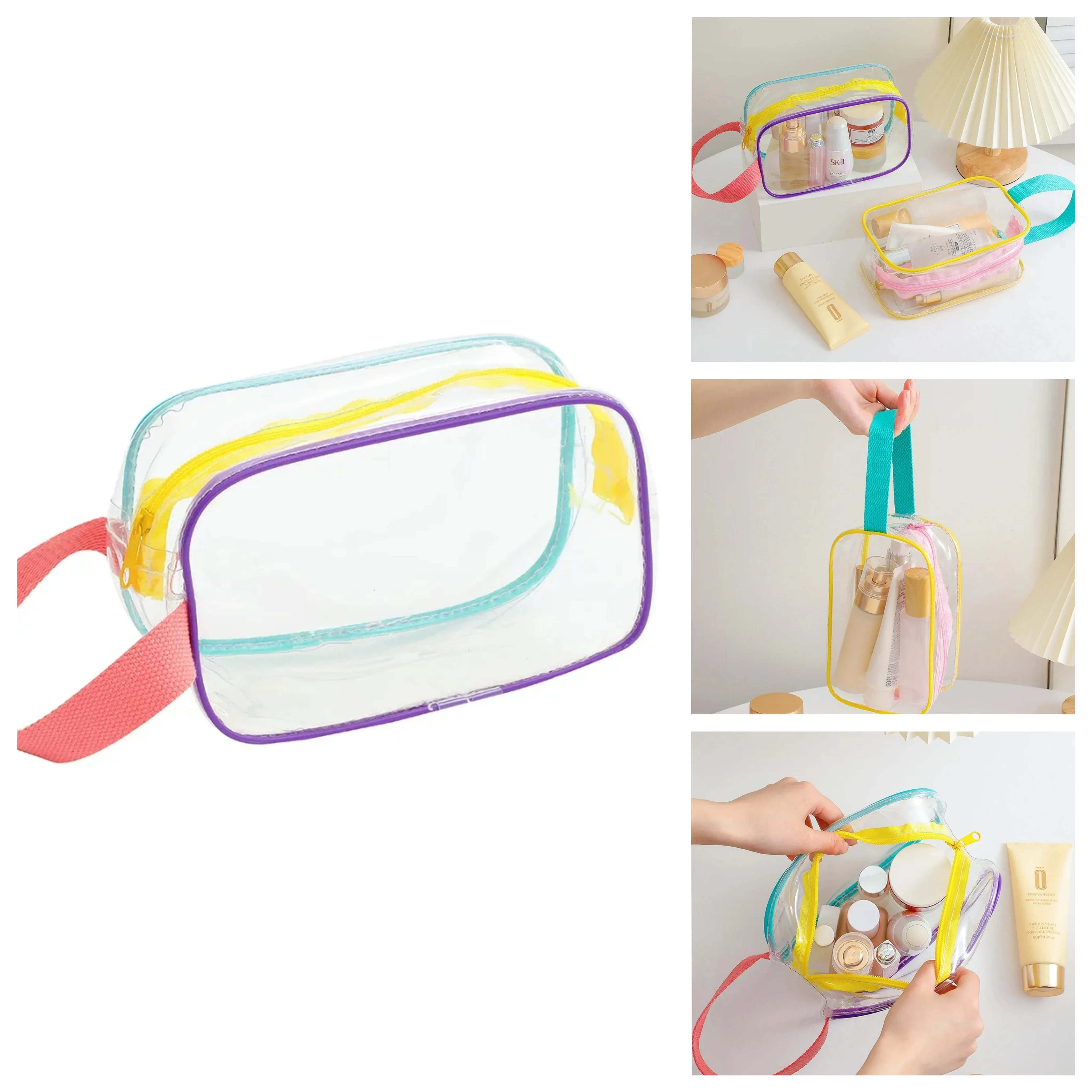 Bolsa de natación para mujer, bolsos impermeables, plástico transparente de PVC, organizador de maquillaje para piscina y playa, bolsa de almacenamiento de artículos de tocador de PVC