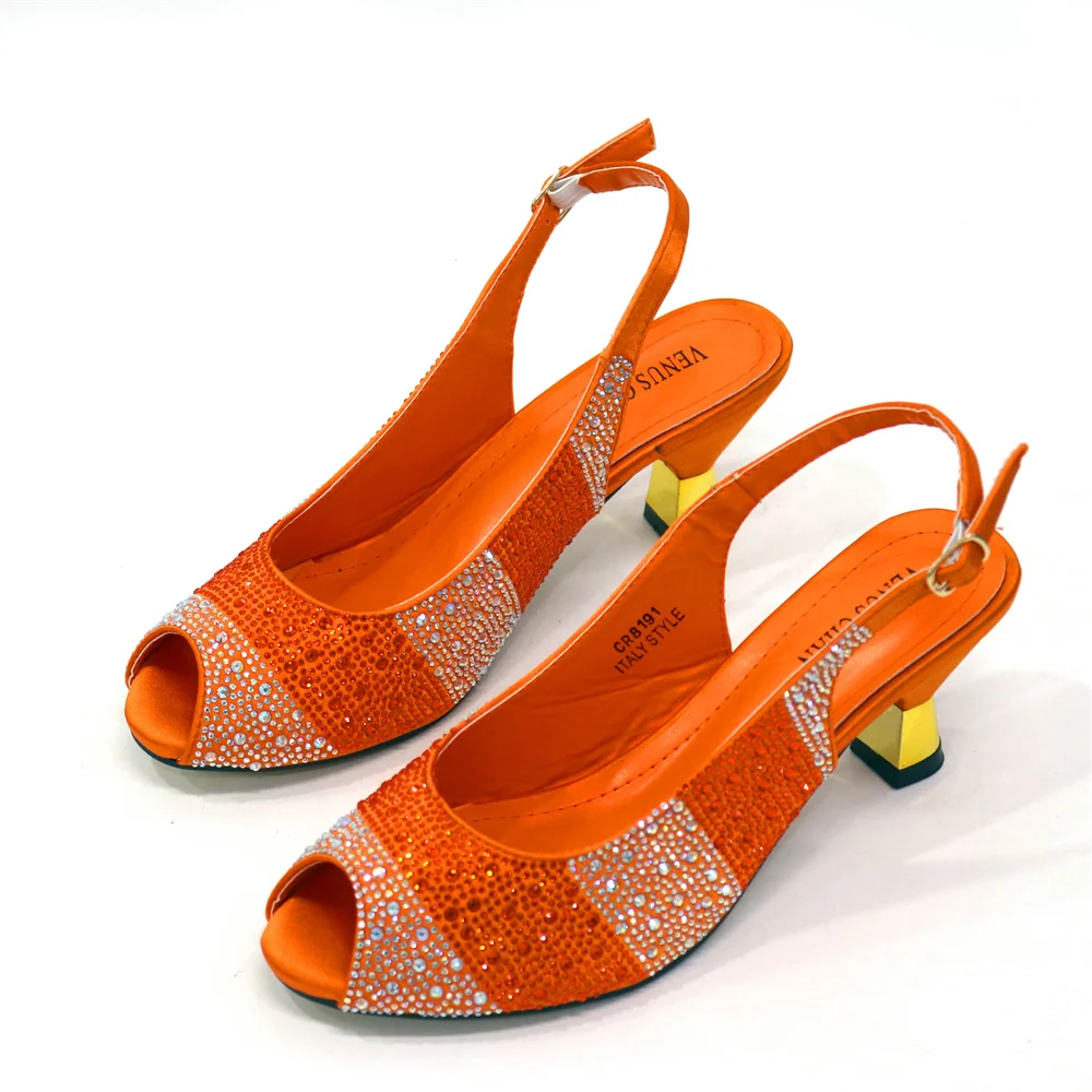 Venus Chan New Orange Arrive Italian Design Party Shoes With Matching Bag Hot African Wedding With Women Heel Shoes And Bag Set