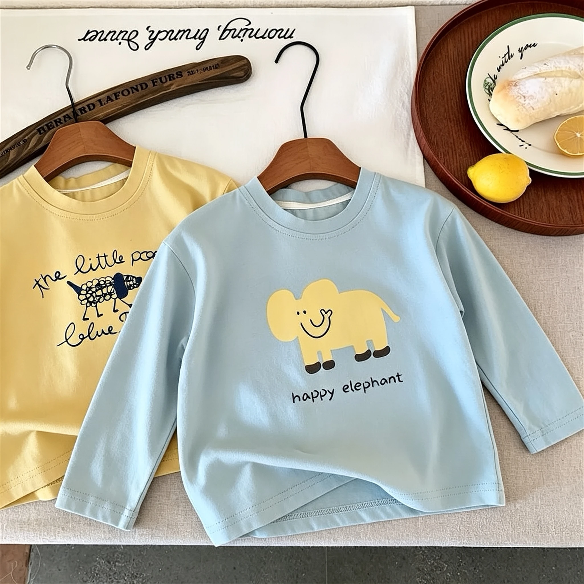 Children's Wear Long Sleeve Tees Tops Spring/autumn Clothing Simple Casual Girl Boy Bottoming Shirt Crewneck Versatile Pullovers