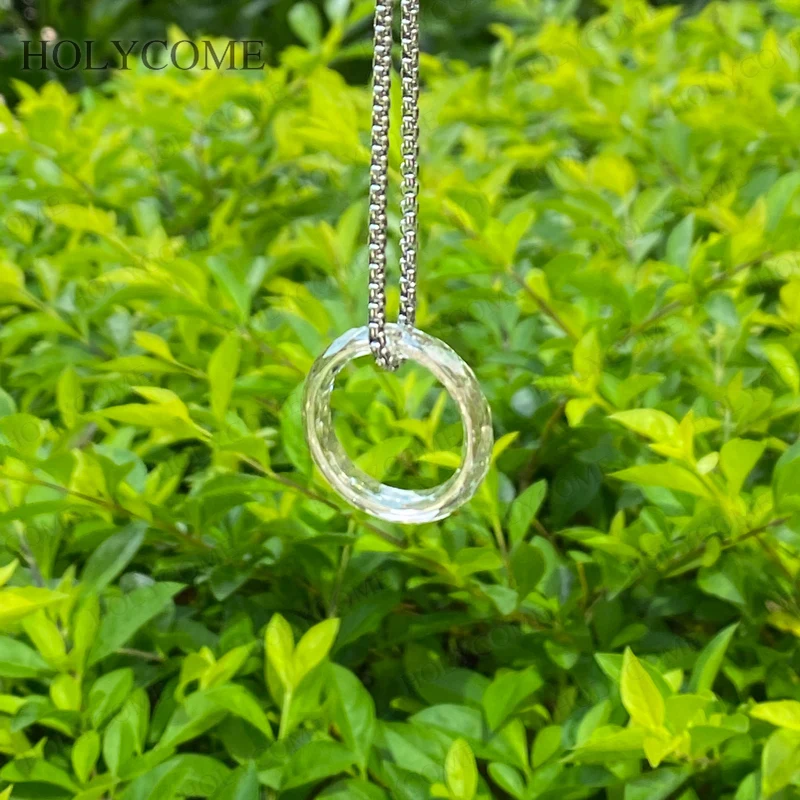 Moissanite Ring Come With Free Necklace Chain VVS1 Champagne Green Round Ring With GRA Jewelry Wedding Engagement Ring Charms
