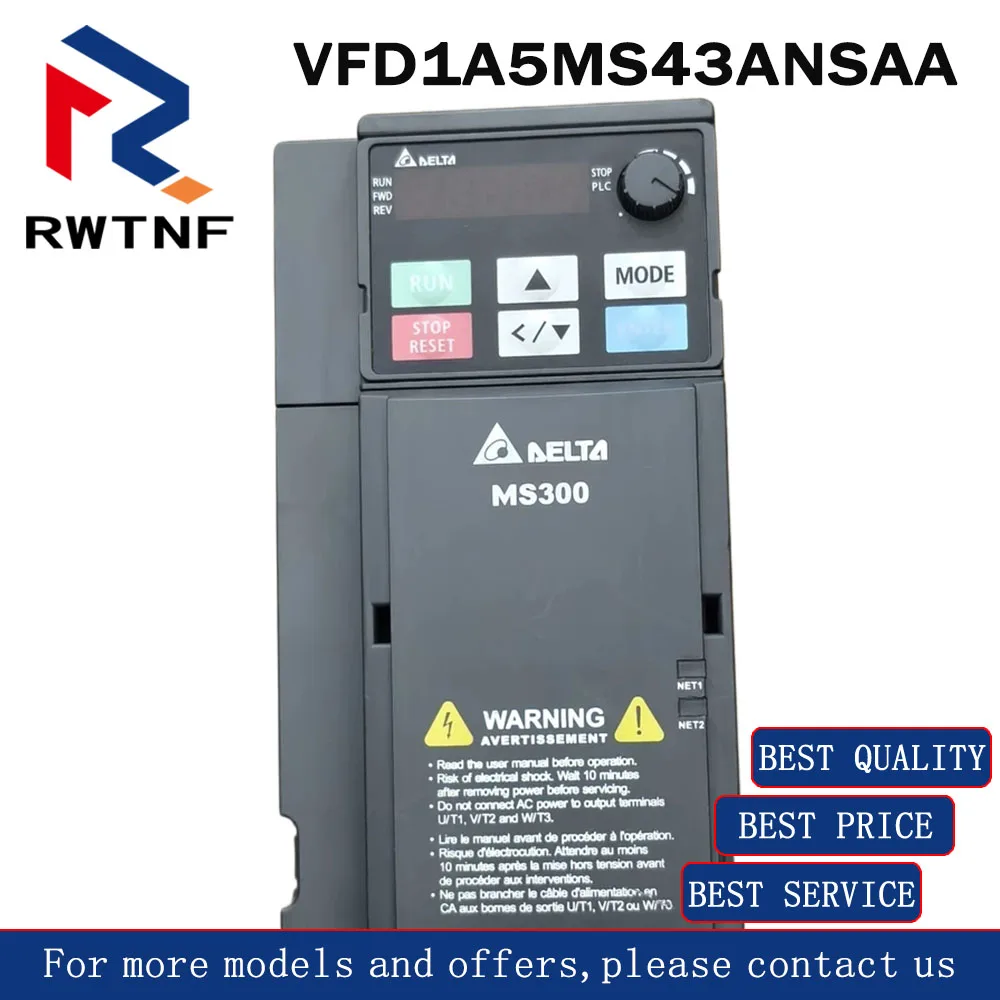 Brand New Genuine VFD1A5MS43ANSAA Delta MS300 Inverter 2.2KW 380-480V Three-phase Input,100% original warehouse stock