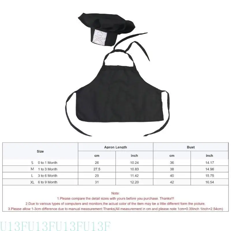 

U13F очаровательный детский повар костюм носимый фартук и шляпа для фотосессии новорожденных