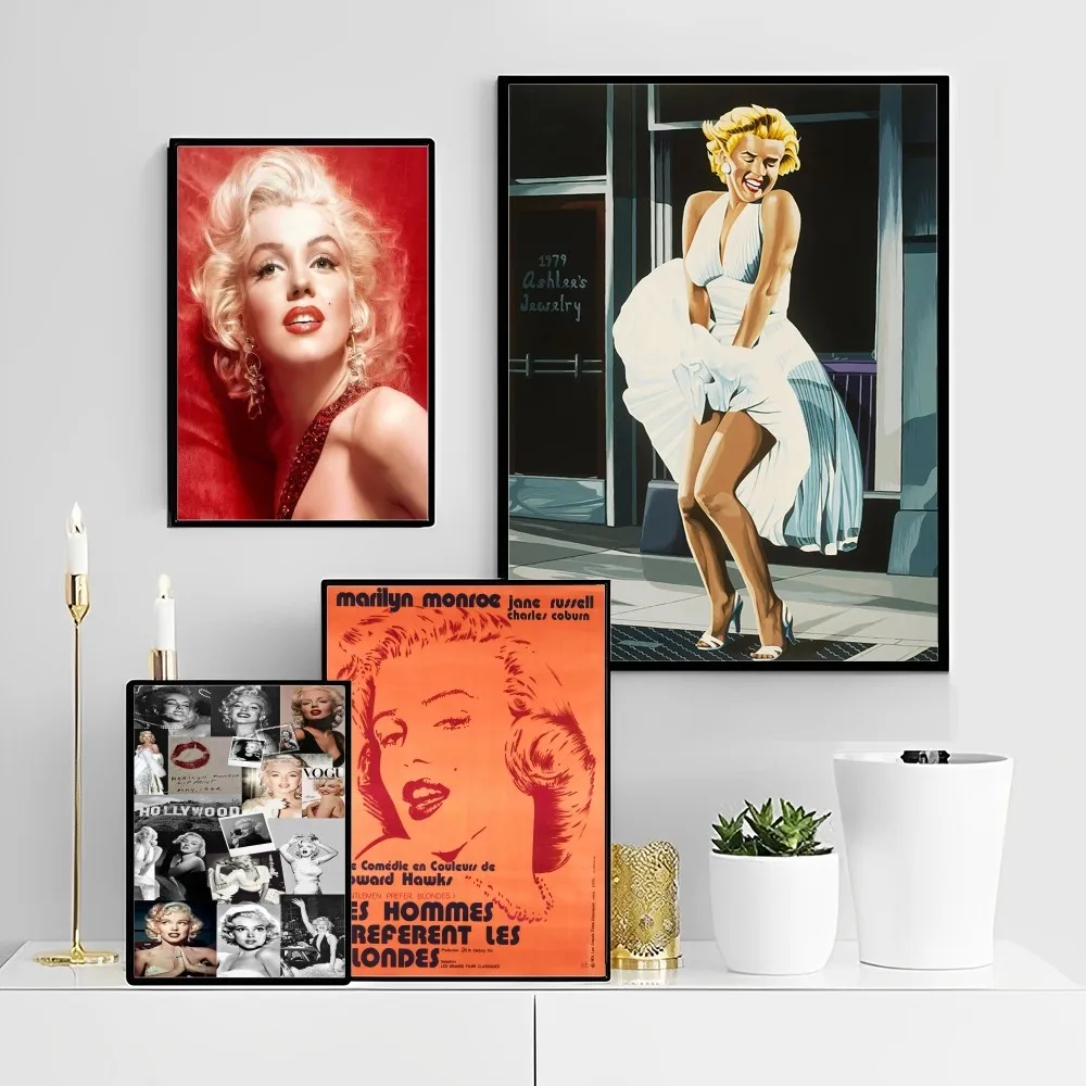 Vintage Marilyn Monroe 50s Movie DIY Sticky Poster Fancy Wall Sticker for Living Room Bar Decoration Wall Decor